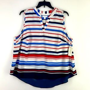 Charter Club Striped Sleeveless Plus Top Size 3X